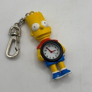 VINTAGE BART SIMPSON QUARTZ KEY CHAIN WATCH METAL 2004